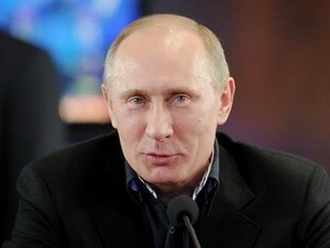 Ông Vladimir Putin phát biểu trong cuộc gặp với các nhân viên chiến dịch tranh cử của ông ở Mátxcơva. (Nguồn: Getty Images)